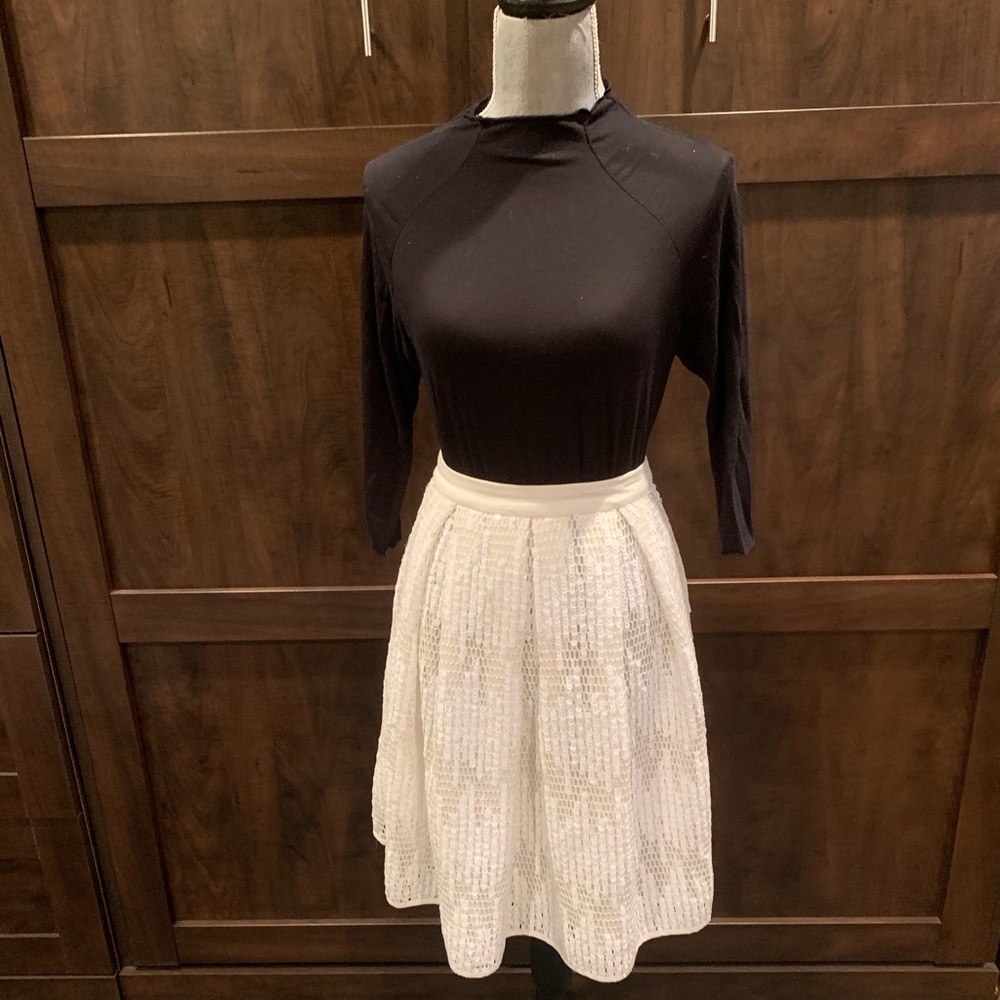 Beautiful Off-white sequin a-line skirt.